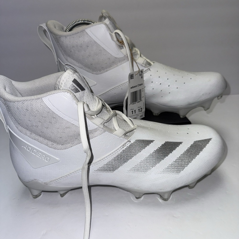 Adidas‎ Adizero Chaos Mid White Silver Football Cleats Men's Size 11 ID9104 NEW